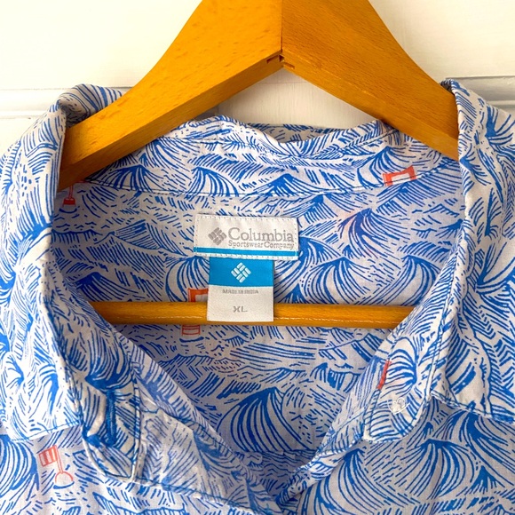 Columbia NWOT Blue Patterned Performance Fishing Gear shirt size XL - Picture 1 of 4
